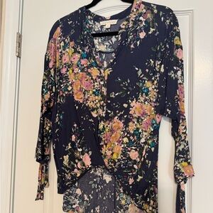 Lovestitch Gathered Front Asymmetrical Blouse